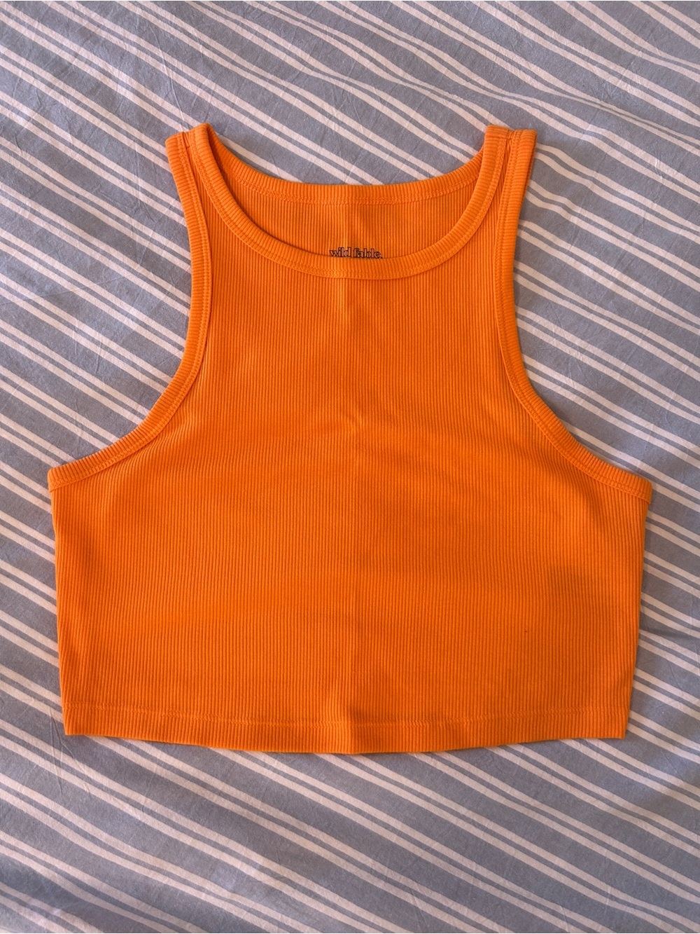 wild fable Bright Orange Ribbed Crop Tank